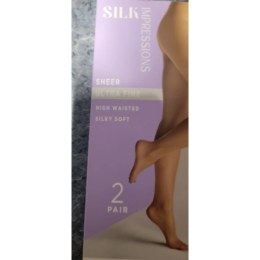Silk Impressions Women's Sheer Light Support Rich Tan 2 pair package Size 2X NWT